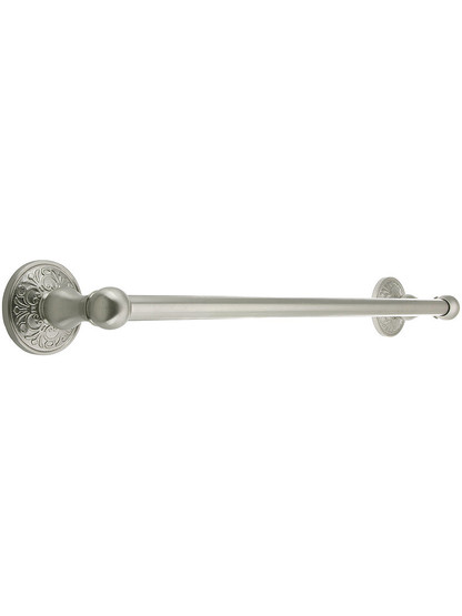 18 inch Brass Towel Bar with Lancaster Rosettes in Satin Nickel.
